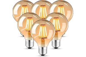 HISAYSY Edison Vintage Glühbirne, Edison LED Lampe Warmweiß E27 4W 2700K Retro Glühbirne Vintage Antike Glühbirne 470 Lumen Ideal für Nostalgie und Retro Beleuchtung im Familie Hotel Bar usw - 6 Stück