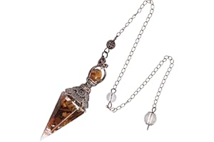 Lovionus89 Pendolo di cristallo curativo per la saliva del bianco, Wicca desiderio, in resina spirituale, ciondolo a forma di occhio di tigre