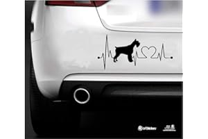 Artstickers adesivi per auto a forma di cane Schnauzer 20 cm per amanti delle auto Colore: nero. Adesivo per cane battito cuore. Regalo adesivo Spilart, marchio registrato