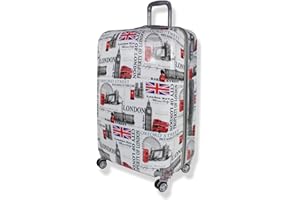 ROCKLANDS LONDON Light weight Hard Shell Spinner 4 Wheel PC London printed Suitcases luggage PC60 (Set of 3 (20"+25"+29"))