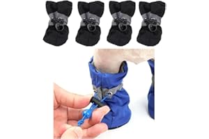 ONLYBEE Set of 4 Waterproof Padded Dog Shoes (Black, Size 1)