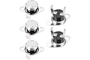 sourcing map KSD301 Thermostat 40°C/104°F 10A N.C Adjust Snap Disc Temperature Switch for Microwave Oven Coffee Maker 5pcs,Bakelite Material