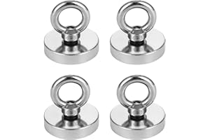 TIDEVAN 4 Stück Magnete Stark,Groß 32kg Neodym-Magnet,Durchmesser 32 mm Starker Magnete Schwerlast Neodym Ösenmagnet Magnethaken Magnet Fishing mit Heberinge und Schrauben für Zuhause Werkstatt Rasen