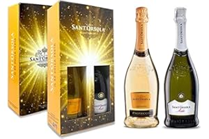 Sant'Orsola Prosecco DOC Extra Dry Millesimato + Asti DOCG Vino Espumoso Italiano - 2 Botellas X 750ml