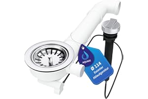 ‎AQUADE AQUADE Siebkorbventil 114mm mit Raumschaffer für Ablaufgarnitur Spüle, Excenter Spülbecken, Siebkorb Excenterventil Abfluss