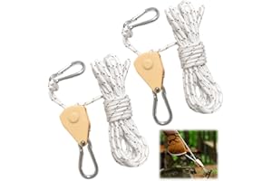 DHISPERARES 2 Pezzi 13 ft/4 M Corda da Campeggio Riflettente, Ø 4 mm Corda Regolabile a Cricchetto, Tendicorda Campeggio con Moschettoni, Corde per Tende con Puleggia per Piante in Vaso, All'aperto, Tenda