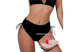 BIOECEUA Period Pants for Women Swimming, High Waisted 4Ply Leakproof Bikini Menstrual Swimwear Bottoms for Girls Teens, Super Absorbent Quick Dry Swim Shorts for Beach Pool