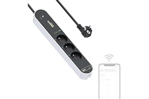 UCOMEN Type E (FR) Multiprise Intelligente avec 3 Prises et Ports USB A & USB C Compatible avec Alexa, Google Home, Smart Life,1,5 m,16A 3680W
