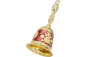 HUEMTNOR Kleine Handglocke, Hand Glocken Hand Tischglocke Metall Handglocke Service Glocke Handglocke Weihnachten für Restaurant, Hotel, Geschäfte, Training von Haustieren（Rot）