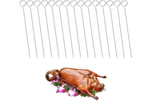 Grizef 15cm 100% Lebensmittelqualität 304 Edelstahl Truthahn Lacers, Rollennadeln, Fleischnadeln, Metallspieße, Cocktailspieße für Trussing Turkey und Geflügel (15Pack) (15CM)