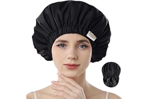 Years Calm Reusable Waterproof Shower Caps for Women, Hair Caps for Showers, Double-Layer Elastic Design, for All Hairstyles, Travel-Friendly (black)