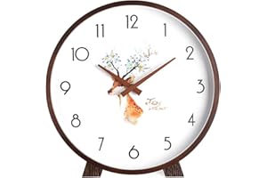Maxspace Table Clock - Silent Non-Ticking 8in Wooden Timepiece Desk Clock Perfect for Living Room Office Bedroom Decor