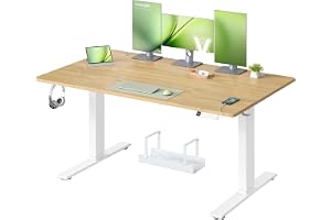 VASAGLE Höj och Sänkbart Skrivbord, 140 x 80 x (72-120) cm | Elektriskt Datorskrivbord, med Minnesfunktion och USB-C Port, Ka