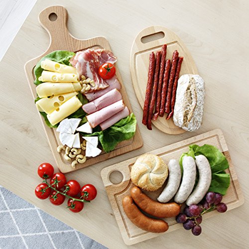 3er Set Schneidebrett Fassform mit Griff Holzbrettchen Holz Haushaltsbretter - 3