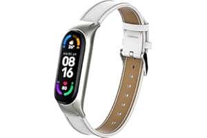 BDIG Bracelet de Cuir pour Mi Band 6 & MiBand 5, Bracelet de Rechange pour Montre Connectée en Cuir Accessoires de Remplacement Strap Compatible pour Xiaomi Miband