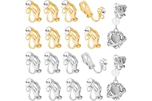 ‎PH PANDAHALL PH PandaHall Ohrring-Konverter zum Anklipsen, 8 Paar, 2 Farben, Messing-Fundstücke mit Kristall-Strasssteinen und Silikon-Pads für nicht durchstochene Ohren