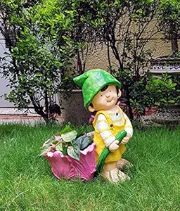 Wonderland Standing Girl Pot / Planter / Figurine / Flower Pot / For Garden Or Balcony Or Outdoor Decor Or Childrens Room Or Gift