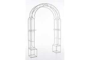 CLP Arche De Jardin en Fer Forgé Alessia I Hauteur du Passage 228 cm Largeur 123 cm I Arceau A Rosiers I Support pour Plantes Grimpantes, Couleur:Blanc