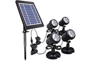 PChero Luz del Estanque, Proyector Solar Subacuático para Paisajes con Lámparas Sumergibles IP68 de 4 Piezas para Jardín, Piscinas, Estanques y Otras Decoraciones al Aire Libre - [Blanco]