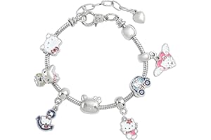 BJPERFMS Pulseras Hello Kitty, Hello Kitty Pulsera Niña, Hello Kitty Pulseras Amigas, Hello Kitty Accessori Pulsera Brillantes, Pulsera con Dijes Ajustable Joyería Mejor Amiga, Regalo Fiesta Cumpleaños