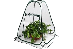 NAVESO Invernadero Exterior Pequeño, Mini Invernadero para Verduras, Mini Invernadero Pop Up, Carpa de Efecto Invernadero Emergente con Enrollado para Plantas,No Requiere Ensamblaje(70 x 70 x 80 Cm)