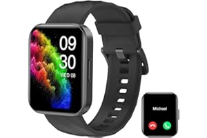 RUIMEN Smartwatch Uomo Donna Orologio Smart Watch Risposta Chiamate Contapassi Cardiofrequenzimetro da polso Saturimetro Orologio Fitness Sportivo Impermeabile Notifiche Messaggi per Android iOS Nero