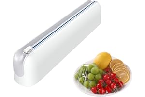 Quasziwa Derouleur Film Alimentaire Magnétique - Distributeur Papier Aluminium et Film avec Lames Tranchantes - Coupeur Mural Amélioré, Distributeur Film Alimentaire pour Tiroirs de Cuisine, Blanc