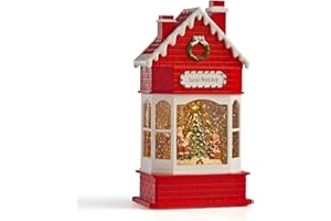 The Christmas Workshop Light-Up Snow Globe/Festive Design with Swirling Glitter and Warm White LED Glow/Battery or Mains Powered (Santa's Workshop)