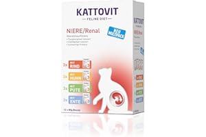 KATTOVIT - Nerka/Renal Multipack mokra karma dla kotów | Mokra karma dla kotów wspomagająca czynność nerek dla dorosłych kotów. Karma dietetyczna jako mieszanka paszowa pełnoporcjowa w worku świeżości