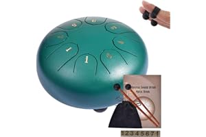 Steel Tongue Drum, WZTO Zungentrommel 8 Noten 6 Zoll Scheibentrommel Stahl Zunge Schlagzeuger Stahlzungen-Trommel Percussion Instrument Hand Pan Drum mit Trommelschlägeln und Tragetaschen(Grün)