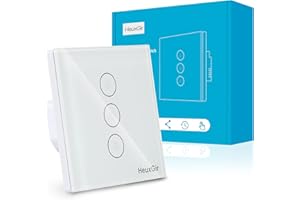 HeuxGir WLAN Wand Smart Lichtschalter, 2.4GHz Touch-Schalter,Nullleiter Erforderlich, mit Smart Life Tuya App,Alexa und Google Home,Timging-Fuction Überlastungsschutz(3W)