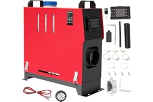 EVGTTI 12V 8KW All in One Air Diesel Heater Parking Heater Diesel Night Heater with Silencer LCD Switch 5L Tank For Truck, Boat, Car Trailer, Campervans, Caravans (Red)