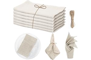 Gohytal Tovaglioli in tessuto, riutilizzabili, set di 6 tovaglioli in lino sostenibili, lavabili tovaglioli, decorazione da tavolo per cucina, famiglia, compleanno, feste, caffè, ristorante