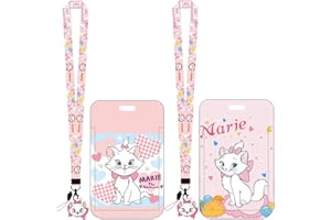 HILLOLY Marie Cat Lanyard Conjunto de Tarjetas de Marie Cat, Lanyard, Tarjetas de Identificación, Cordón con Estampado de Dibujos Animados y Clip Transparente Impermeable para Estudiantes 2 Piezas