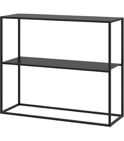 Industriële Consoletafel met Legplank - Zwarte Metalen Bijzettafel voor Woonkamer en Hal Industriële Consoletafel met Legplank - Zwarte Metalen Bijzettafel voor Woonkamer en Hal