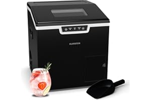 Klarstein machine à glaçons Icefestival Bullet - 20 kg/24 h, 400 W, glaçons et glace pilée, réservoir 3 L, panneau LED, auto-nettoyage, pour bars, événements, maison, noir