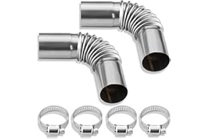 PEUTIER 2szt Rura Wydechowa Nagrzewnicy Diesel, Nierdzewna 24mm Nagrzewnica Powietrza Postojowego Zlacze Kolankowe Rury Wydechowej z 4 Obejmami do Webasto Eberspacher Nagrzewnica Diesel do Lodzi 13cm