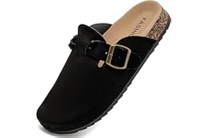 Otoepazm Mules et Sabots Homme Femme,Chaussons Cuir Liège Pantoufles Sabot Adulte- Antidérapants Semelle