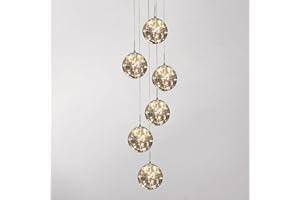 KAUCQI 6 Sfere di Vetro LED Lampadario Soggiorni, Kreativer Lampada Sospensione, Treppenhaus Moderne Plafoniera per Scale Regolabile Länge Ville