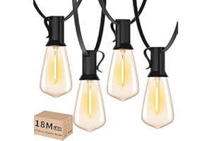 Yuucio Guirlande Lumineuse Exterieure,18M Guirlande Guinguette Exterieur ST38 30+1 LED Ampoules,Guirlande Étanche IP44,Guirlande Decorative Raccordable pour Jardin,Terrasse,Fête, 2700K Blanc Chaud