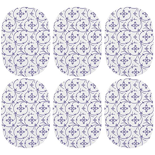 Ricolor 15076 Frühstücksbrettchen oval 'Indisch Blau', Melamin, 24x17cm, blau/weiß (6er Pack)