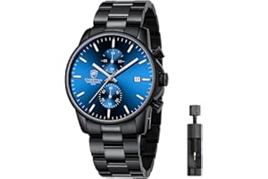 Affute Orologi da uomo in acciaio inox e metallo, stile casual, impermeabile, cronografo al quarzo, data automatica, lancette colorate…