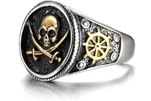 Dochais Schmuck Ring Herren aus Edelstahl,Klassisches Ring Totenkopf Geisterklaue,Ring Herren Schwarz Größe 60 bis 70