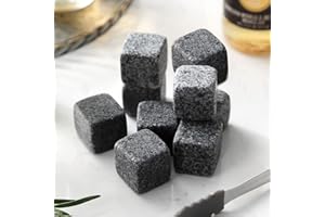 Leiblsufo Whisky Steine Set,Wiederverwendbare Eiswürfel, Whiskysteine, Rum Stones, Kühlsteine,Handgefertigte Premium-Granitsteine Grau