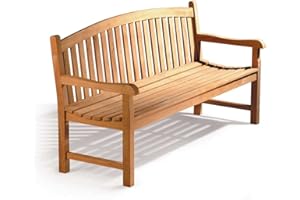 Jati Gloucester Teak Curved Back 3 Seater FULLY ASSEMBLED Garden Bench - 5ft Garden Bench Brand, Quality & Value