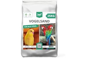 Best For Home Vogelsand | Vogelsand 25kg für Käfig | Quarzsand Vogelsand - Leicht zu dosieren und gleichmäßig zu verteilen | Papagei Sand Idealer Bodengrund für Käfige und Volieren