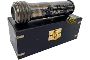 Antique Vibes Prism Kaleidoscope in Wooden Box Handmade Brass Vintage Look Gifts for Kids, Son Daughter Family Friends