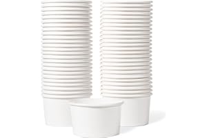 MATICAN Lot de 50 coupes à glace en papier jetables de 163 ml pour aliments chauds ou froids, fournitures de fête de 163 ml pour sundae, yaourt glacé, soupe, blanc