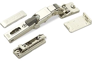 2 x Salice Universal Hinges with Damper for Glass Door or Mirror Door 110° with Linear Mounting Plate Height 3 mm with Euro Screws Eccentric Adjustment Furniture Hinges with Cover Caps