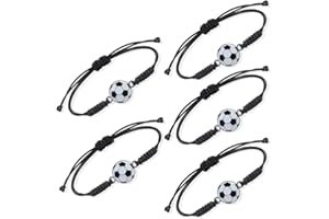 SULIUDAJI 5 piezas Pulsera de Fútbol Niño Pulseras Pelota Futbol Ajustables Pulseras de Futbol Bracelet Rope para Niños Niñas Fiesta Temática Deportivas Cumpleaños Copa del Mundo Fútbol Football Artículos